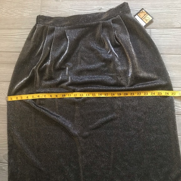 VINTAGE Black Metallic Midi Skirt By Carroll Reed NWT - Picture 10 of 10